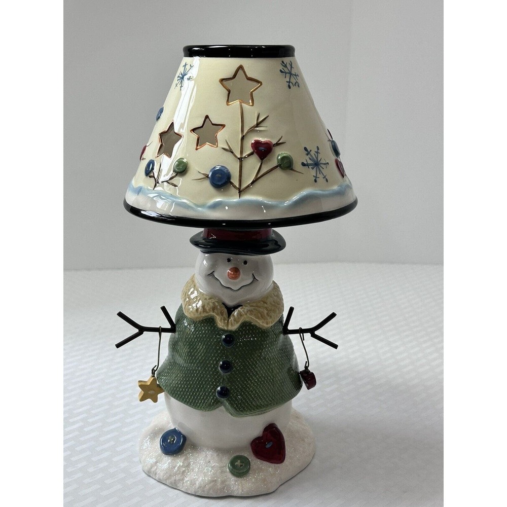 ST NICHOLAS SQUARE Ceramic Snowman Tea Light Candle Holder Lamp‎